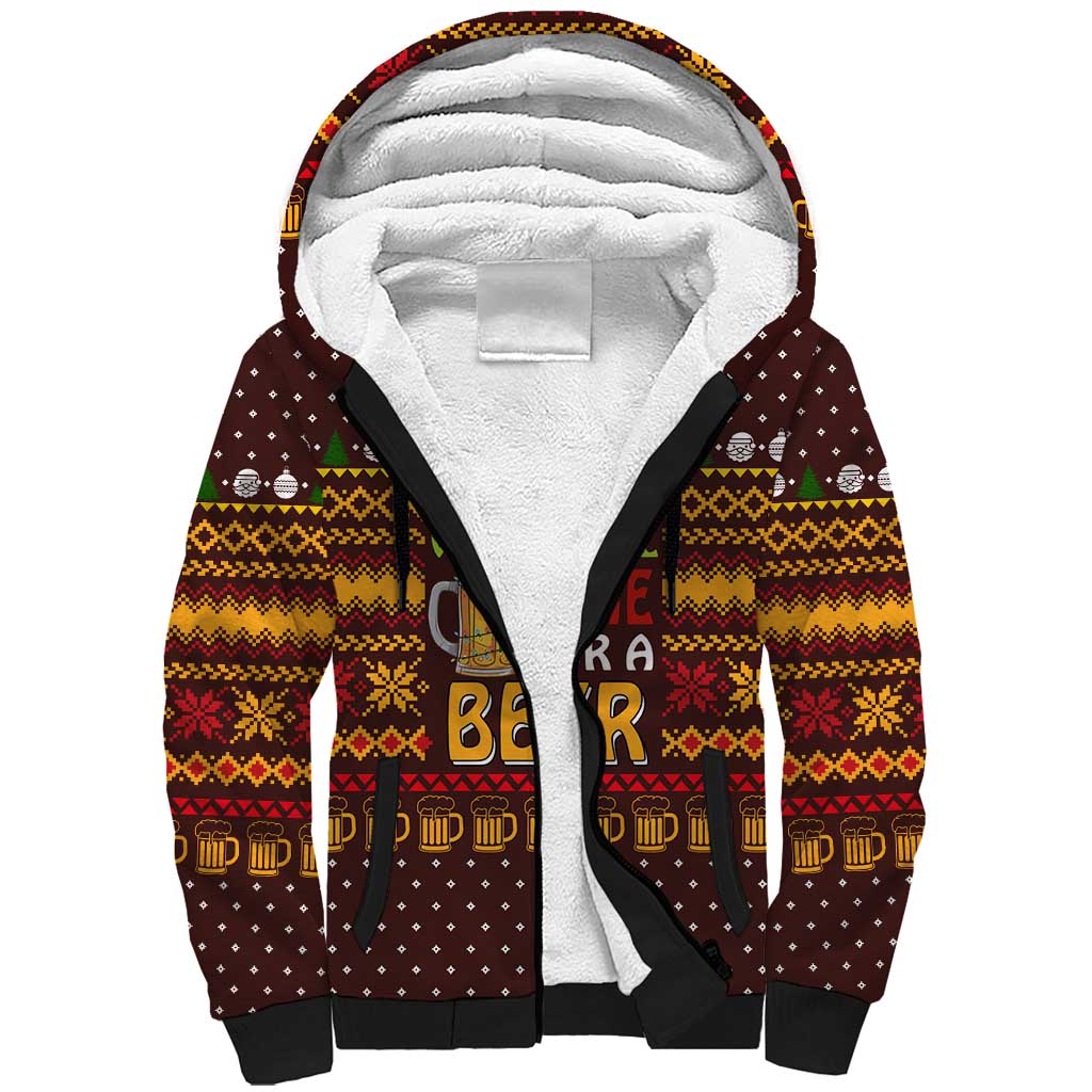 Christmas Its The Most Wonderful Time For A Beer Sherpa Hoodie Xmas Holiday Patterns - Wonder Print Shop