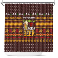 Christmas Its The Most Wonderful Time For A Beer Shower Curtain Xmas Holiday Patterns - Wonder Print Shop