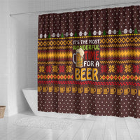 Christmas Its The Most Wonderful Time For A Beer Shower Curtain Xmas Holiday Patterns - Wonder Print Shop