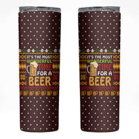 Christmas Its The Most Wonderful Time For A Beer Skinny Tumbler Xmas Holiday Patterns - Wonder Print Shop