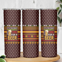 Christmas Its The Most Wonderful Time For A Beer Skinny Tumbler Xmas Holiday Patterns - Wonder Print Shop