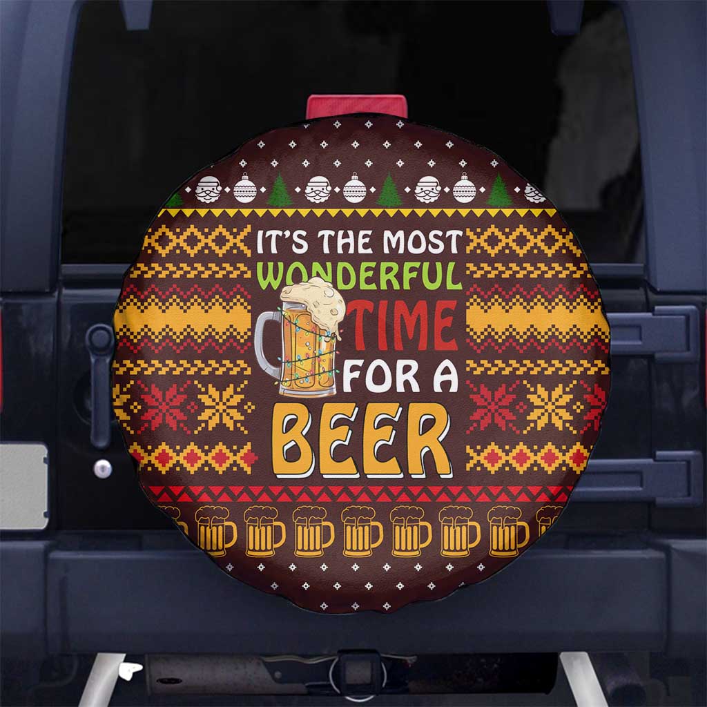 Christmas Its The Most Wonderful Time For A Beer Spare Tire Cover Xmas Holiday Patterns - Wonder Print Shop