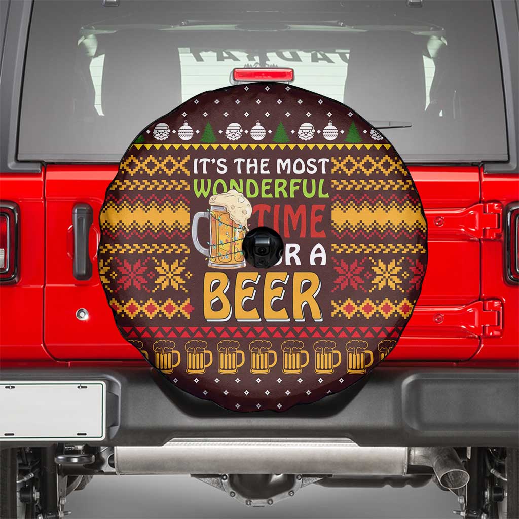 Christmas Its The Most Wonderful Time For A Beer Spare Tire Cover Xmas Holiday Patterns - Wonder Print Shop