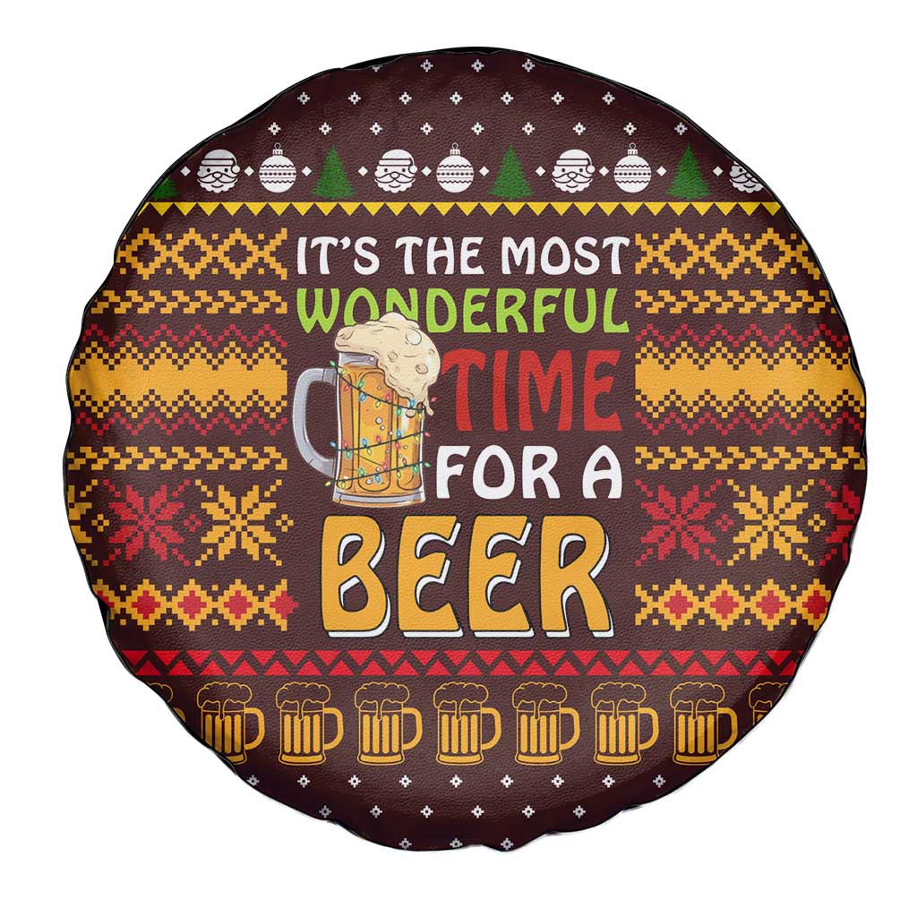 Christmas Its The Most Wonderful Time For A Beer Spare Tire Cover Xmas Holiday Patterns - Wonder Print Shop