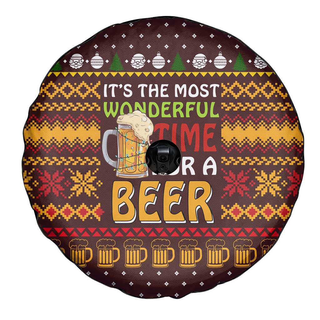 Christmas Its The Most Wonderful Time For A Beer Spare Tire Cover Xmas Holiday Patterns - Wonder Print Shop