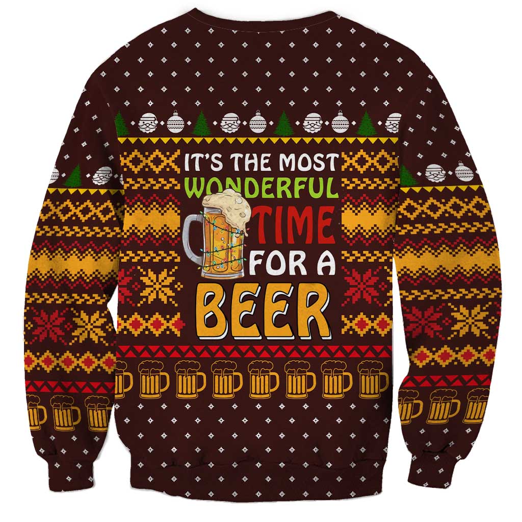 Christmas Its The Most Wonderful Time For A Beer Sweatshirt Xmas Holiday Patterns - Wonder Print Shop