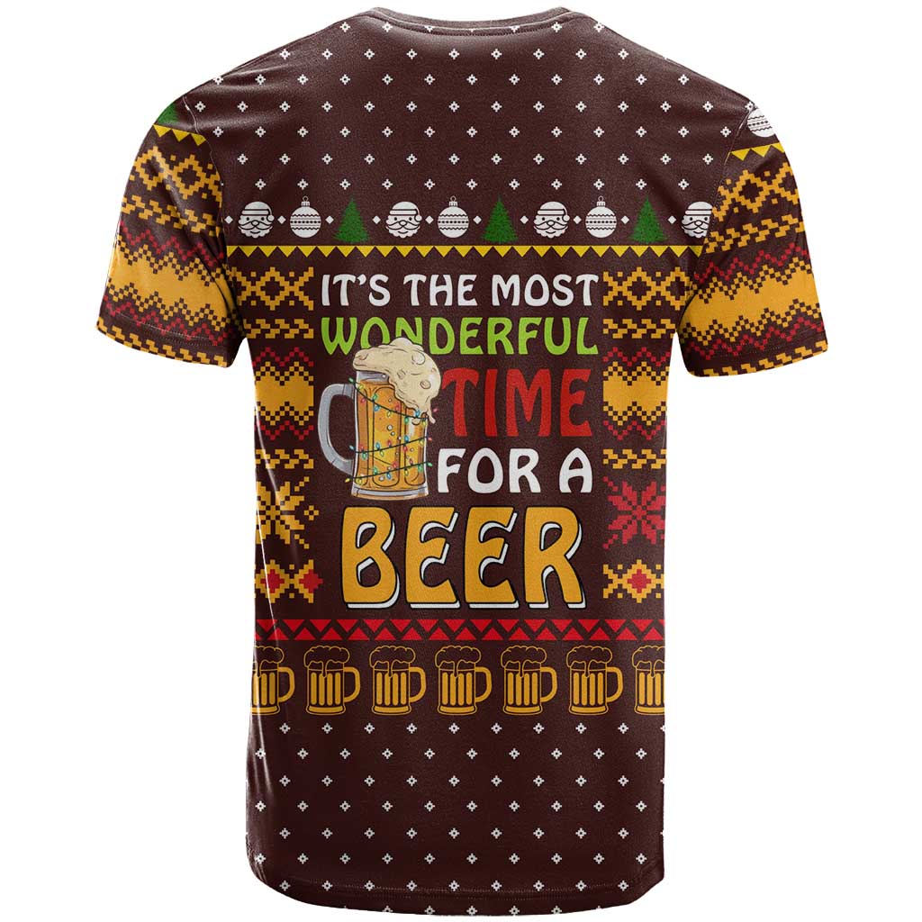 Christmas Its The Most Wonderful Time For A Beer T Shirt Xmas Holiday Patterns - Wonder Print Shop