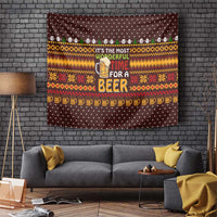 Christmas Its The Most Wonderful Time For A Beer Tapestry Xmas Holiday Patterns - Wonder Print Shop