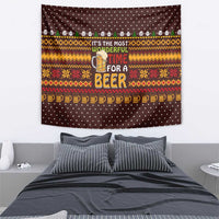 Christmas Its The Most Wonderful Time For A Beer Tapestry Xmas Holiday Patterns - Wonder Print Shop
