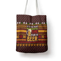 Christmas Its The Most Wonderful Time For A Beer Tote Bag Xmas Holiday Patterns - Wonder Print Shop
