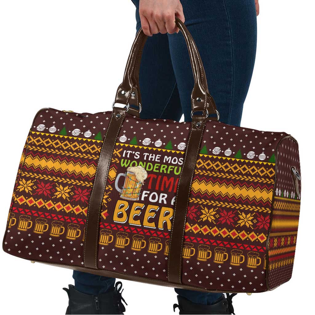 Christmas Its The Most Wonderful Time For A Beer Travel Bag Xmas Holiday Patterns - Wonder Print Shop