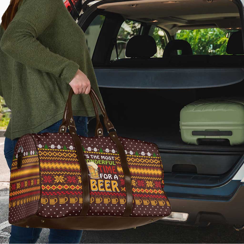Christmas Its The Most Wonderful Time For A Beer Travel Bag Xmas Holiday Patterns - Wonder Print Shop