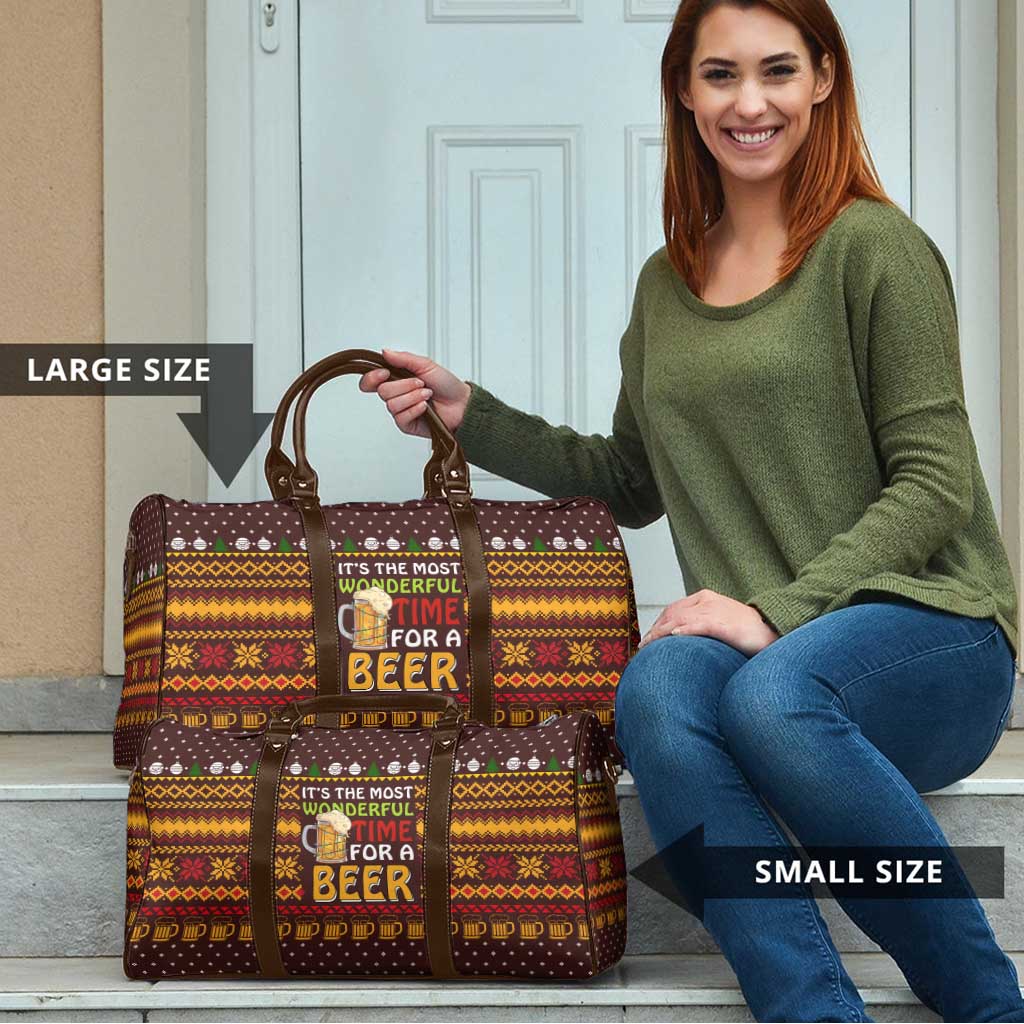 Christmas Its The Most Wonderful Time For A Beer Travel Bag Xmas Holiday Patterns - Wonder Print Shop