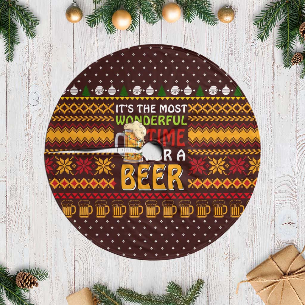 Christmas Its The Most Wonderful Time For A Beer Tree Skirt Xmas Holiday Patterns - Wonder Print Shop