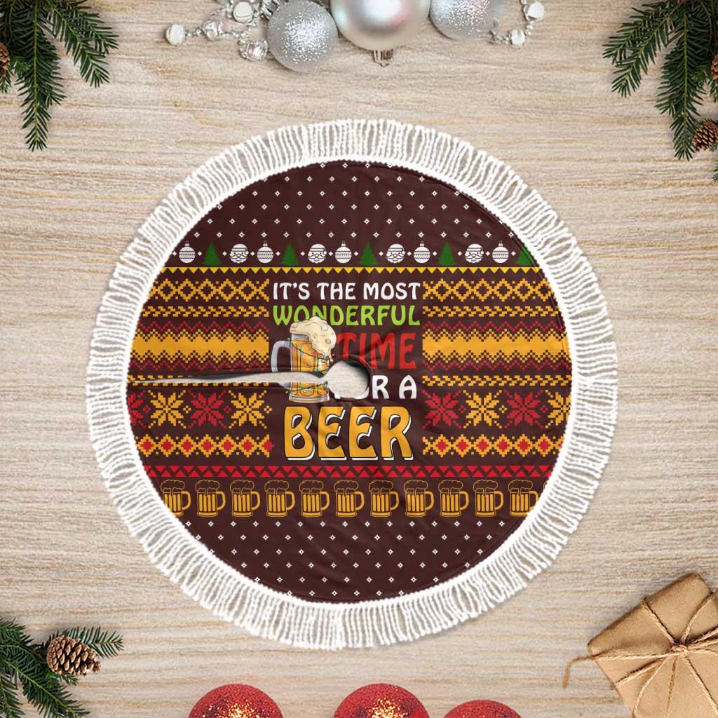 Christmas Its The Most Wonderful Time For A Beer Tree Skirt Xmas Holiday Patterns - Wonder Print Shop