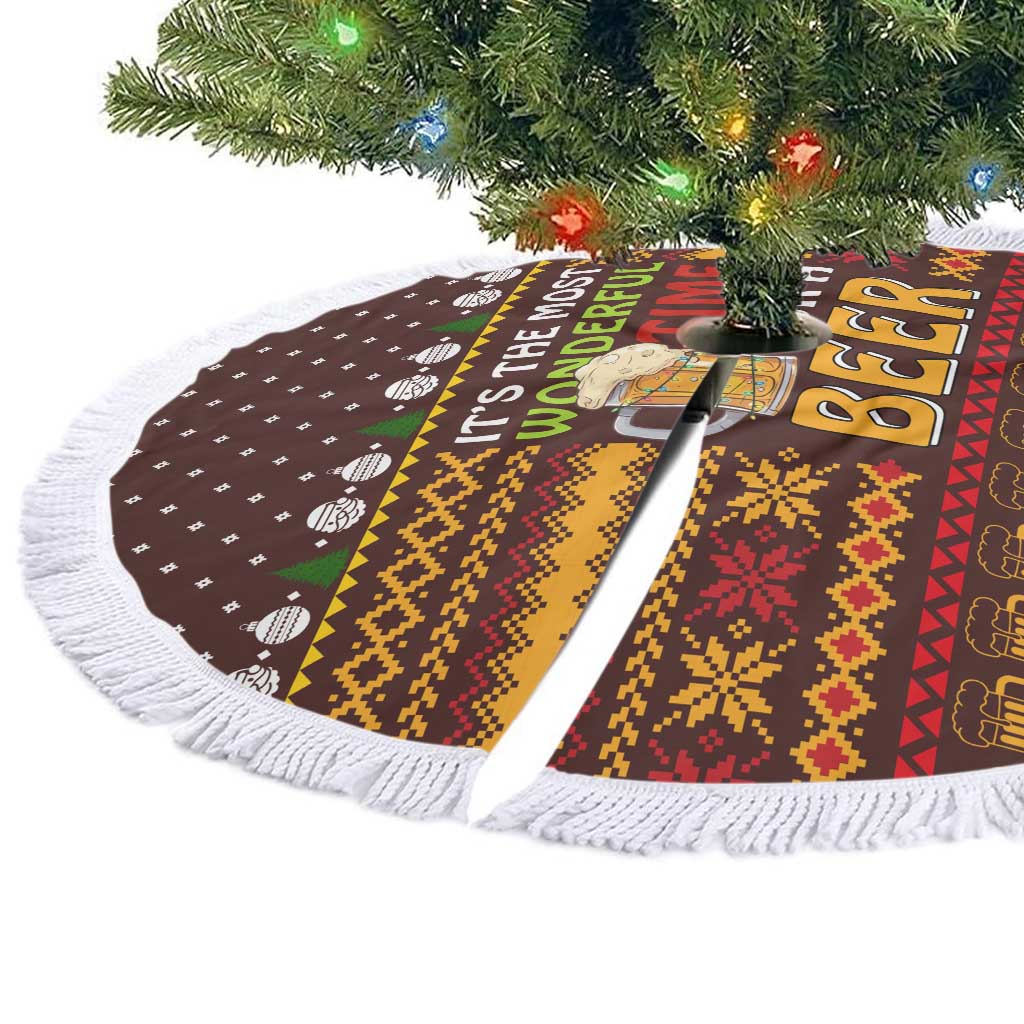 Christmas Its The Most Wonderful Time For A Beer Tree Skirt Xmas Holiday Patterns - Wonder Print Shop