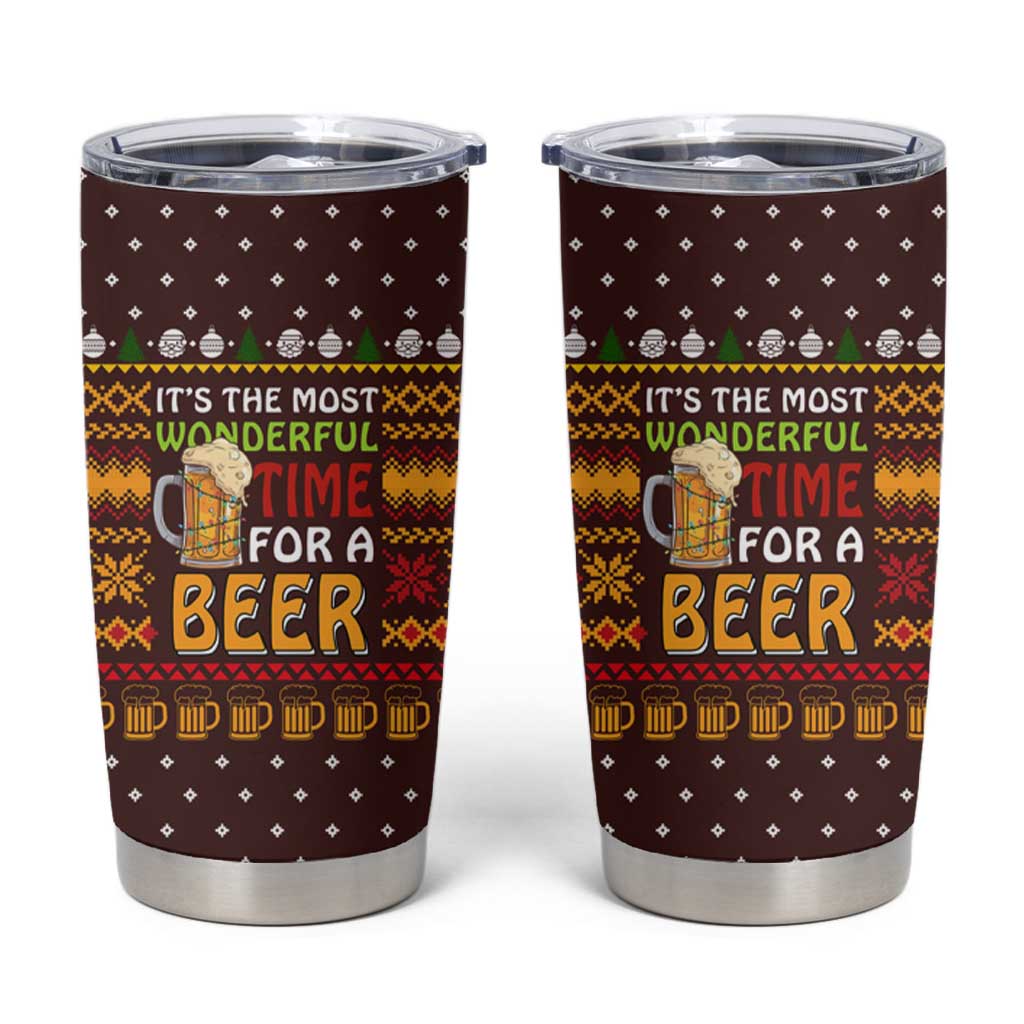 Christmas Its The Most Wonderful Time For A Beer Tumbler Cup Xmas Holiday Patterns - Wonder Print Shop
