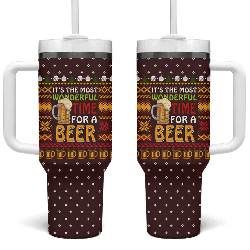 Christmas Its The Most Wonderful Time For A Beer Tumbler With Handle Xmas Holiday Patterns - Wonder Print Shop