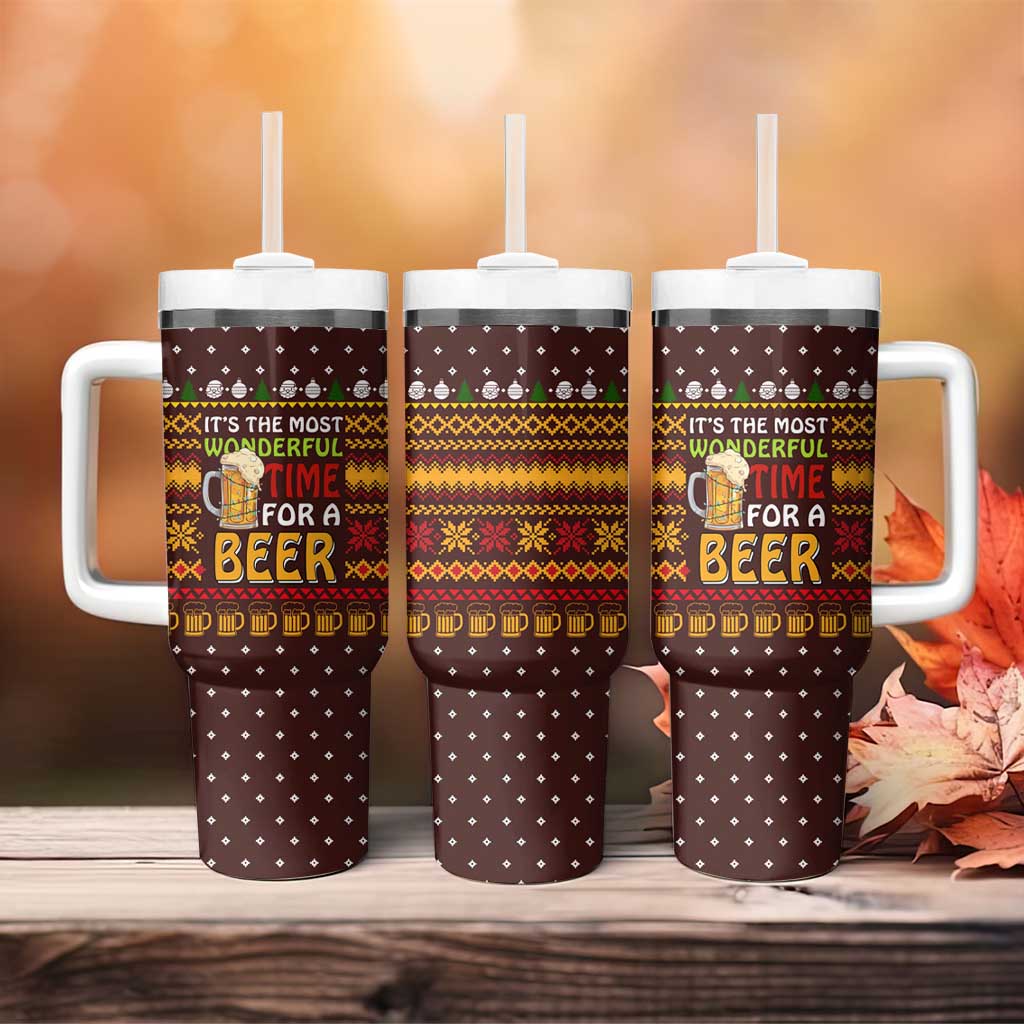 Christmas Its The Most Wonderful Time For A Beer Tumbler With Handle Xmas Holiday Patterns - Wonder Print Shop
