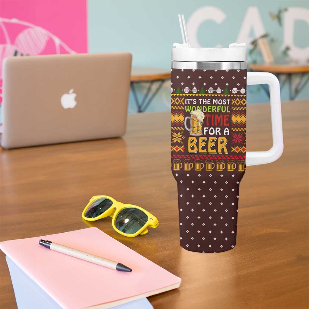 Christmas Its The Most Wonderful Time For A Beer Tumbler With Handle Xmas Holiday Patterns - Wonder Print Shop