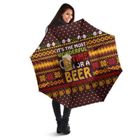 Christmas Its The Most Wonderful Time For A Beer Umbrella Xmas Holiday Patterns - Wonder Print Shop