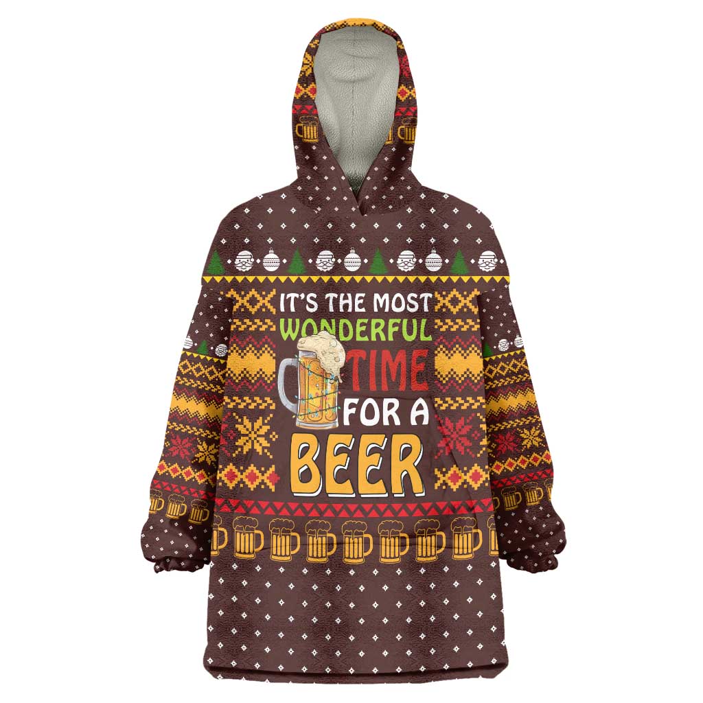 Christmas Its The Most Wonderful Time For A Beer Wearable Blanket Hoodie Xmas Holiday Patterns - Wonder Print Shop