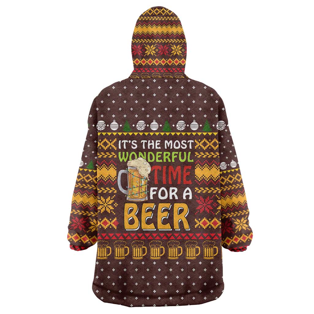 Christmas Its The Most Wonderful Time For A Beer Wearable Blanket Hoodie Xmas Holiday Patterns - Wonder Print Shop