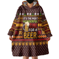 Christmas Its The Most Wonderful Time For A Beer Wearable Blanket Hoodie Xmas Holiday Patterns - Wonder Print Shop