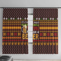 Christmas Its The Most Wonderful Time For A Beer Window Curtain Xmas Holiday Patterns - Wonder Print Shop