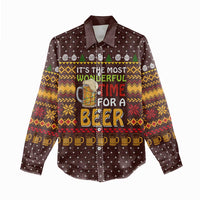 Christmas Its The Most Wonderful Time For A Beer Women Casual Shirt Xmas Holiday Patterns - Wonder Print Shop