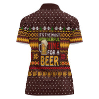 Christmas Its The Most Wonderful Time For A Beer Women Polo Shirt Xmas Holiday Patterns - Wonder Print Shop