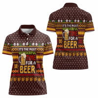 Christmas Its The Most Wonderful Time For A Beer Women Polo Shirt Xmas Holiday Patterns - Wonder Print Shop