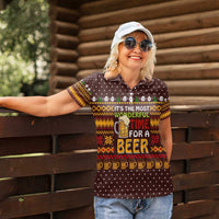 Christmas Its The Most Wonderful Time For A Beer Women Polo Shirt Xmas Holiday Patterns - Wonder Print Shop