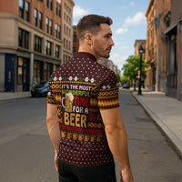Christmas Its The Most Wonderful Time For A Beer Zipper Polo Shirt Xmas Holiday Patterns - Wonder Print Shop