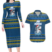 Christmas Jaw Humbug Couples Matching Long Sleeve Bodycon Dress and Hawaiian Shirt Xmas Holiday Patterns - Wonder Print Shop