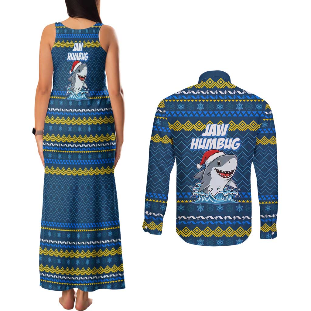Christmas Jaw Humbug Couples Matching Tank Maxi Dress and Long Sleeve Button Shirt Xmas Holiday Patterns - Wonder Print Shop