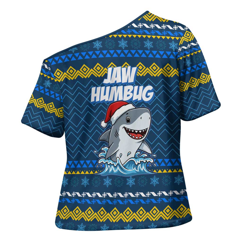 Christmas Jaw Humbug Cross Shoulder Shirt Xmas Holiday Patterns - Wonder Print Shop
