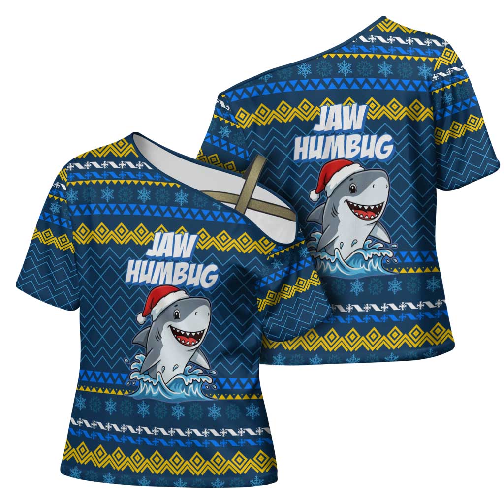 Christmas Jaw Humbug Cross Shoulder Shirt Xmas Holiday Patterns - Wonder Print Shop