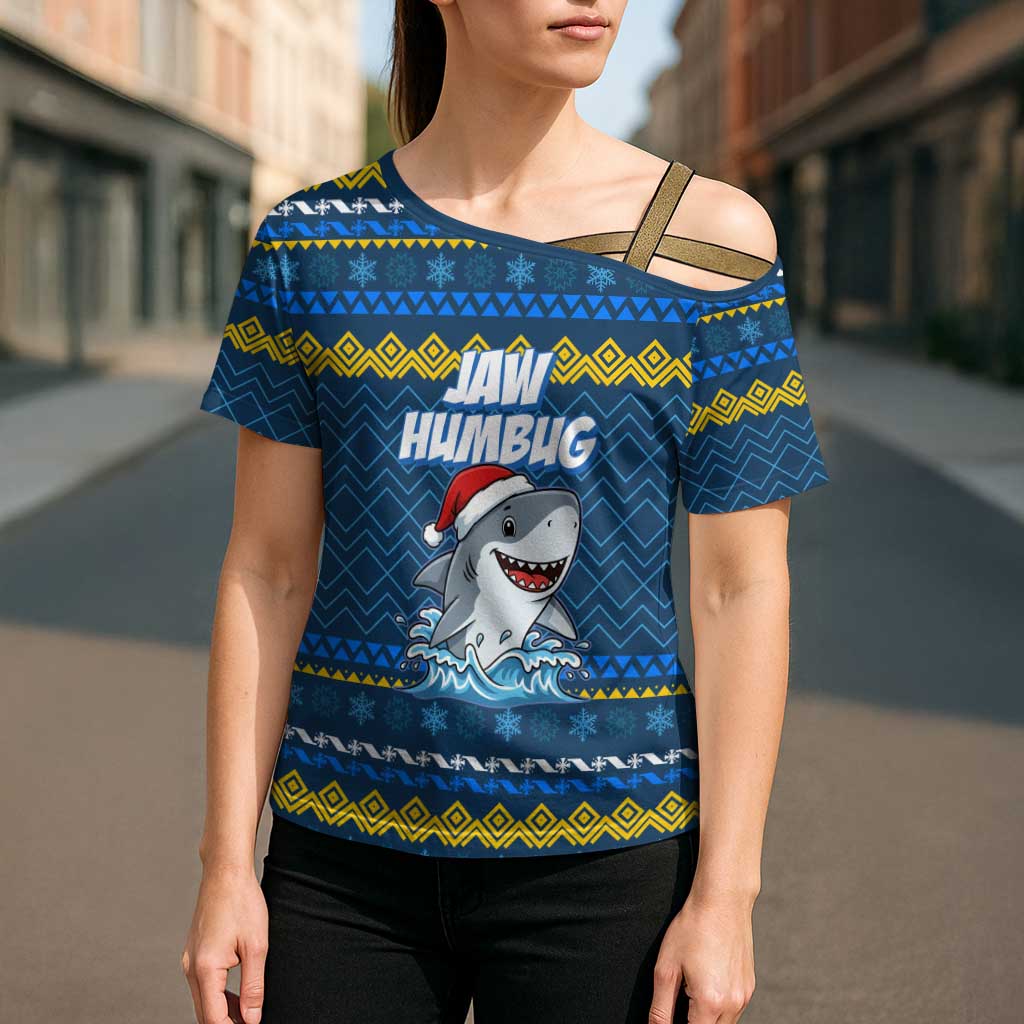 Christmas Jaw Humbug Cross Shoulder Shirt Xmas Holiday Patterns - Wonder Print Shop