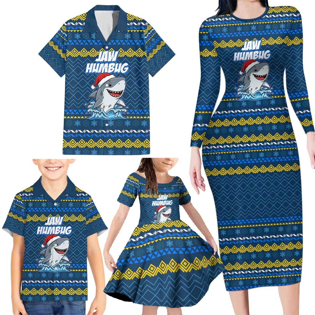 Christmas Jaw Humbug Family Matching Long Sleeve Bodycon Dress and Hawaiian Shirt Xmas Holiday Patterns - Wonder Print Shop
