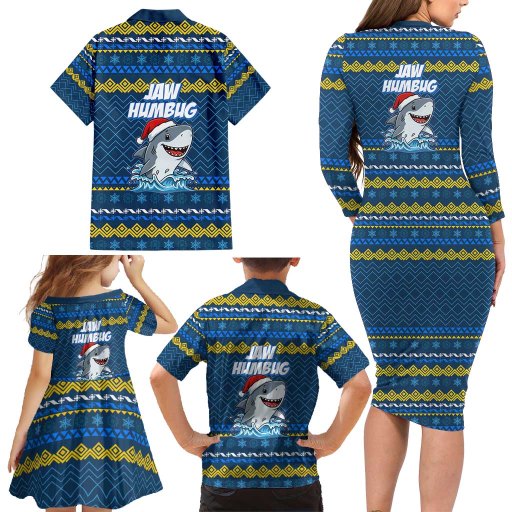 Christmas Jaw Humbug Family Matching Long Sleeve Bodycon Dress and Hawaiian Shirt Xmas Holiday Patterns - Wonder Print Shop