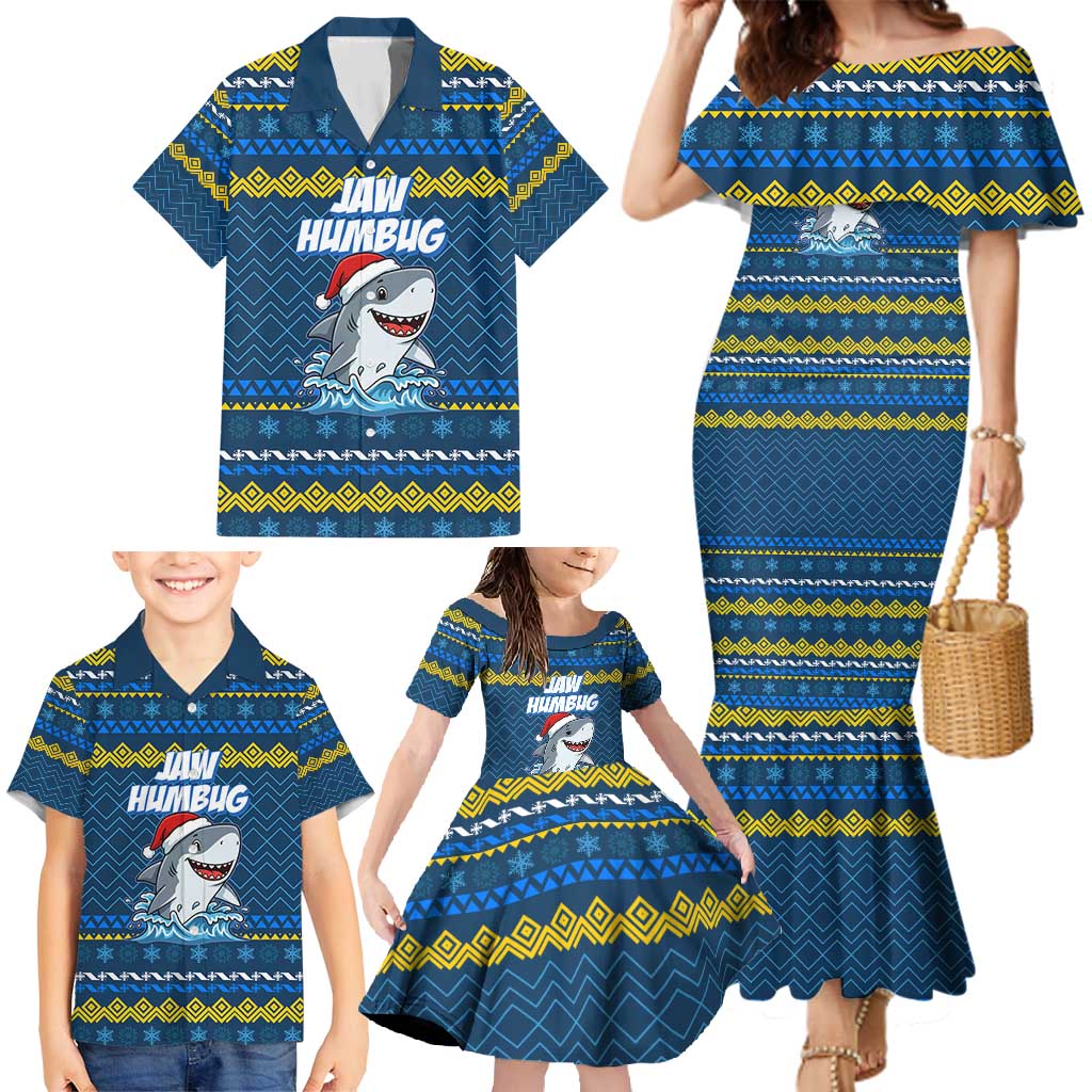 Christmas Jaw Humbug Family Matching Mermaid Dress and Hawaiian Shirt Xmas Holiday Patterns - Wonder Print Shop
