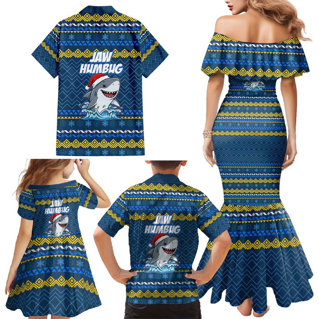 Christmas Jaw Humbug Family Matching Mermaid Dress and Hawaiian Shirt Xmas Holiday Patterns - Wonder Print Shop