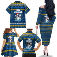 Christmas Jaw Humbug Family Matching Off The Shoulder Long Sleeve Dress and Hawaiian Shirt Xmas Holiday Patterns - Wonder Print Shop
