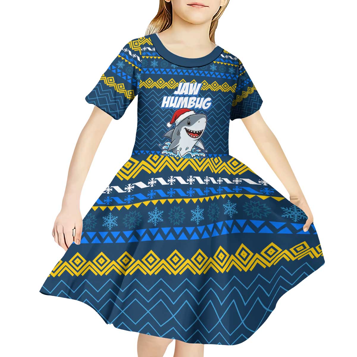 Christmas Jaw Humbug Kid Short Sleeve Dress Xmas Holiday Patterns - Wonder Print Shop