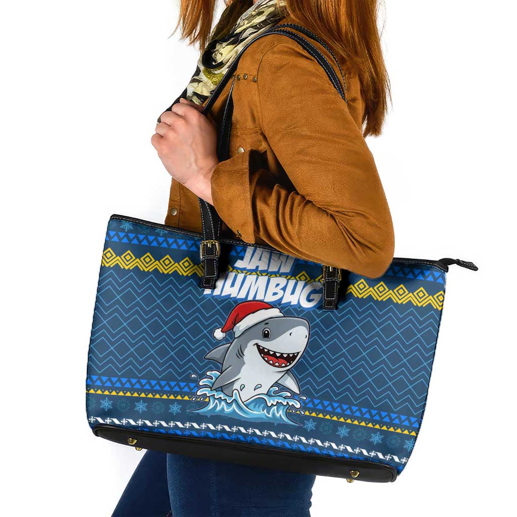 Christmas Jaw Humbug Leather Tote Bag Xmas Holiday Patterns - Wonder Print Shop