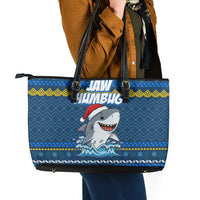 Christmas Jaw Humbug Leather Tote Bag Xmas Holiday Patterns - Wonder Print Shop
