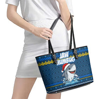 Christmas Jaw Humbug Leather Tote Bag Xmas Holiday Patterns - Wonder Print Shop