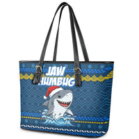 Christmas Jaw Humbug Leather Tote Bag Xmas Holiday Patterns - Wonder Print Shop