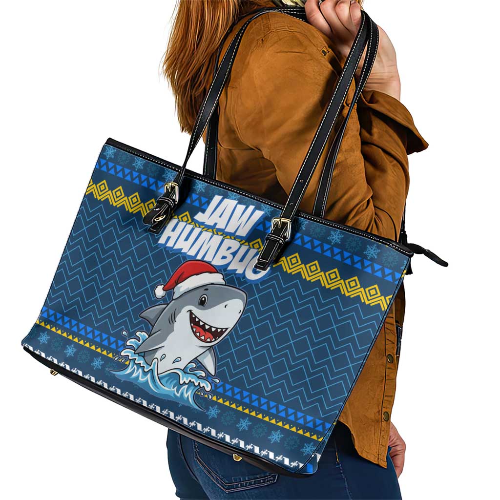 Christmas Jaw Humbug Leather Tote Bag Xmas Holiday Patterns - Wonder Print Shop